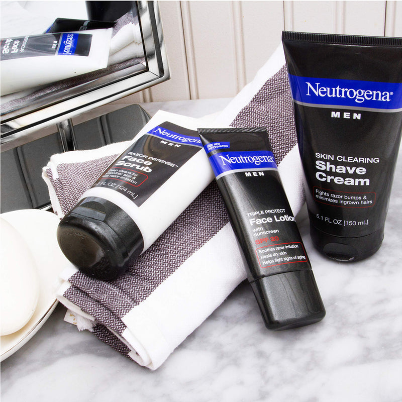 Neutrogena Triple Protect Men's Daily Face Lotion with Broad Spectrum SPF 20 Sunscreen, Men's Anti-Aging Facial Moisturizer to Soothe Razor Irritation & Relieve Dry Skin, 3 x 1.7 fl. oz Neutrogena