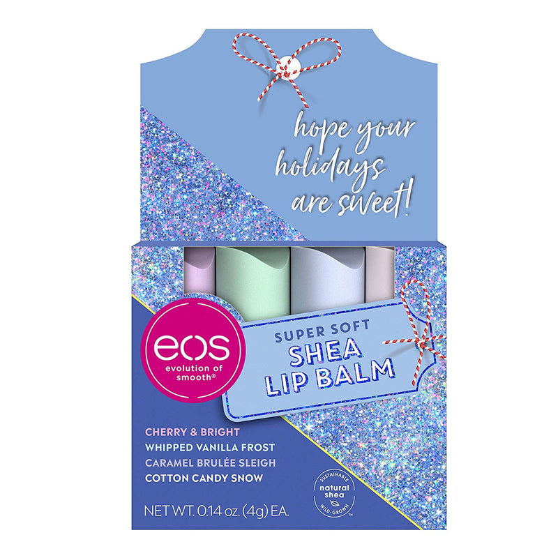 eos Super Soft Shea Lip Balm - Holiday Gift Set Variety Pack | 24 Hour Hydration | Lip Care to Moisturize Dry Lips | Gluten Free | 0.14 oz | 4 Pack eos Store