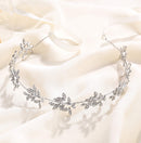BABEYOND Bridal Headpiece Handmade Wedding Hair Vine Crystal Floral Leaf Headband with Lace Ribbon BABEYOND