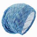 Satin Lined Hair Cover Sleep Cap - Adjustable Stay on No Fading Slouchy Skull Night Sleeping Beanie for Frizzy Natural Curly Hair Protection - Heather Skyblue GB Selected