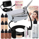 Belloccio Complete Cordless Handheld Airbrush Cosmetic Makeup System with 5 Dark Foundation Shades, Professional 18-Piece Kit, Moisturizing Primer, Blush, Bronzer, Highlighter, Concealer, User Guide Infinity Warehouse