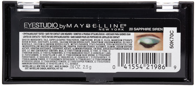 Maybelline New York Eye Studio Color Plush Silk Eyeshadow, Sapphire Siren 20, 0.09 Ounce Maybelline New York