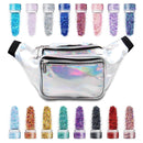 Cosmetic Chunky Glitter & Rave Pasties Festival Bundle - 16 Pack + Sojourner Holographic Rave Fanny Pack (Holographic Silver) SoJourner Bags