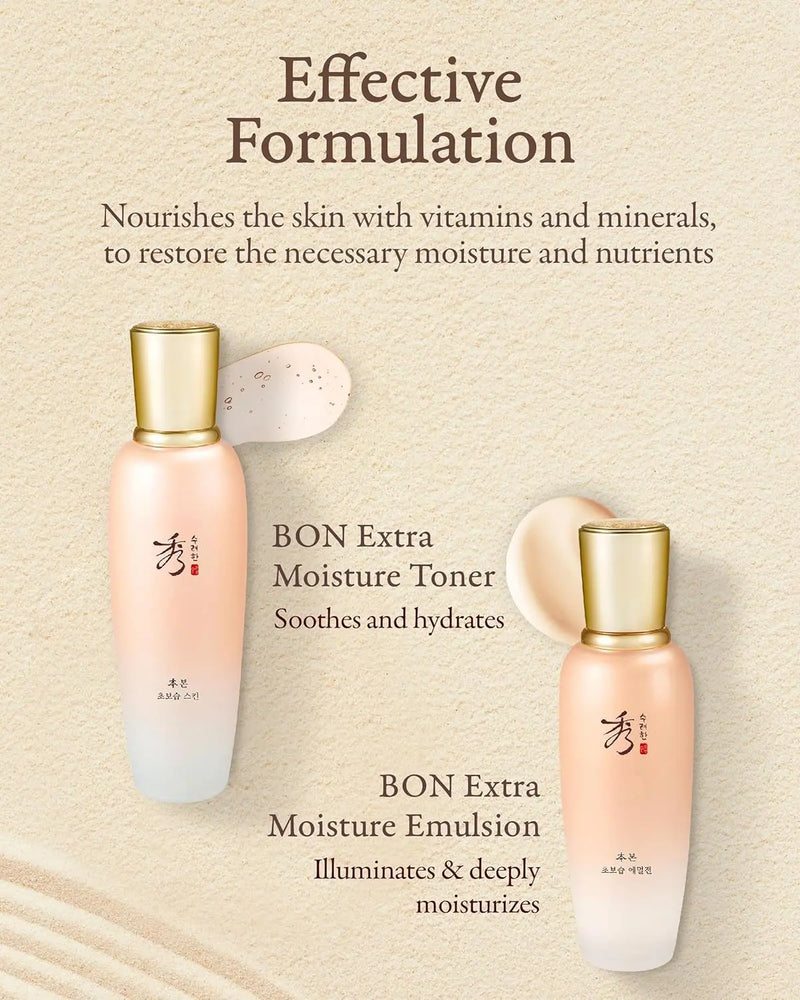 Christmas Gifts Sooryehan Bon Extra Moisture Korean Skin Care Gift Set (13.01 Fl Oz) - Luxury Premium High-end by LG Beauty. Hydrating Toner, Emulsion Lotion, Cleansing Foam, Eye Cream. Infinity Warehouse