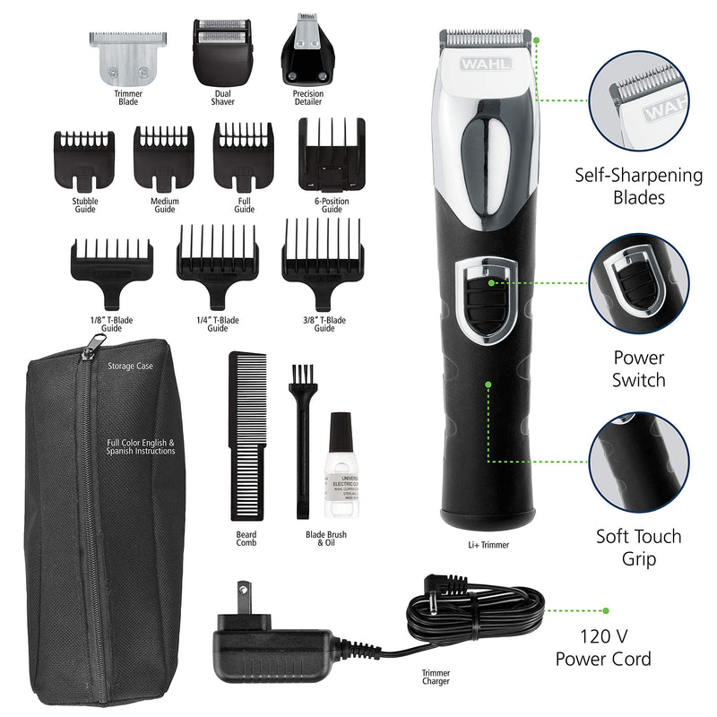 Lithium-Ion All-in-One Beard Trimmer, Shaver, and Detailing Kit for Body Grooming at Home - Model 9854-600B WAHL