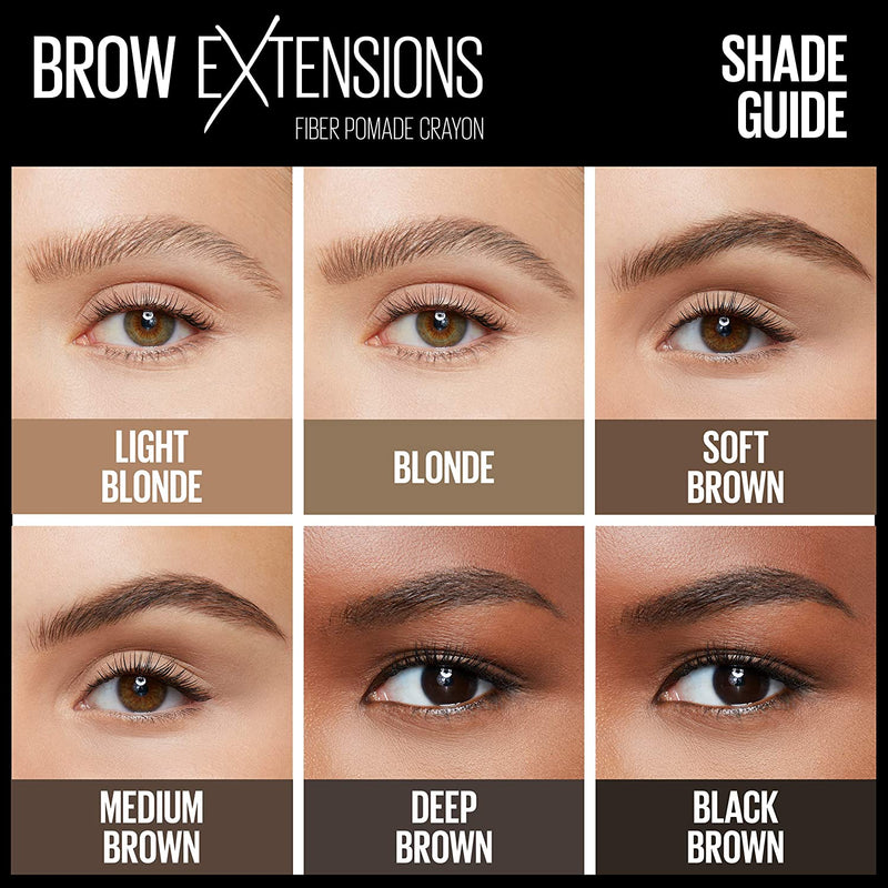 Maybelline Brow Extensions Eyebrow fiber Pomade Crayon, Fiber Stickeyebrow Makeup, Eye Makeup, Soft Matte Finish, for Thicker, Natural-looking Eyebrows, Soft Brown, 0.014 Ounce Maybelline New York