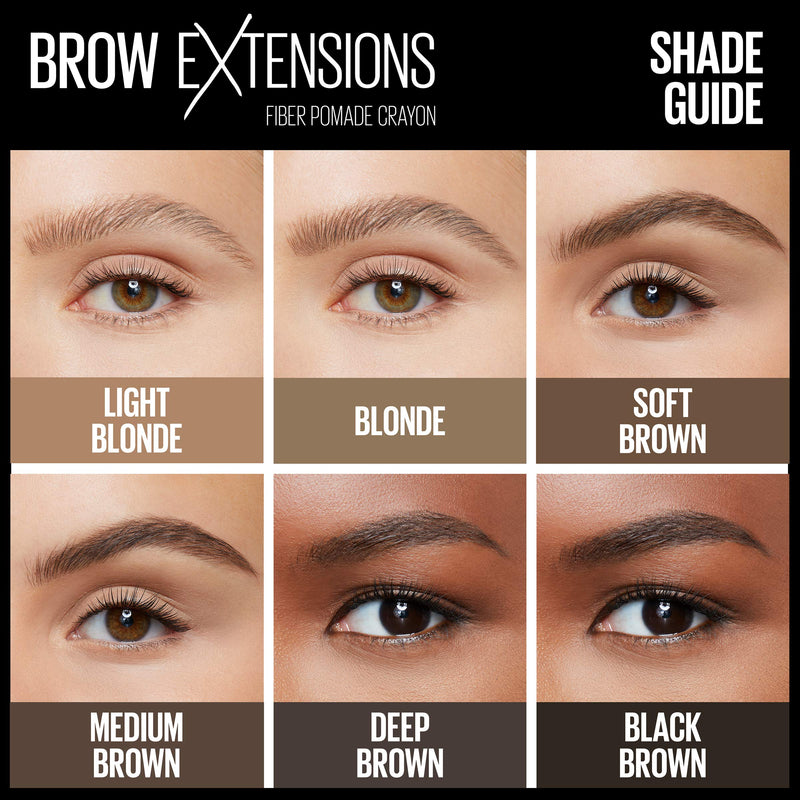Maybelline New York Brow Extensions Fiber Pomade Crayon Eyebrow Makeup, 262 Black Brown Maybelline New York