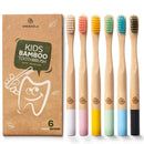 Greenzla Kids Bamboo Toothbrushes (6 Pack) | BPA Free Soft Bristles Toothbrushes | Eco-Friendly, Natural Bamboo Toothbrush Set | Biodegradable, Compostable & Organic Charcoal Wooden toothbrushes GREENZLA