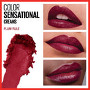 Maybelline Color Sensational Lipstick, Lip Makeup, Cream Finish, Hydrating Lipstick, Nude, Pink, Red, Plum Lip Color, Plum Rule, 0.15 oz; (Packaging May Vary) Maybelline New York