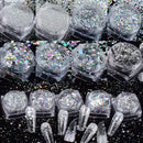 Spearlcable Holographic Nail Glitter 16 Boxes Nails Powder Nail Art Sequins Holo Shining Flakes Gold Silver Chunky Glitter Set Decals for Face Eyes Body Hair DIY Nail Art (pattern1) Spearlcable