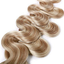 Wavy Rooted Tape in Hair Extensions 100% Human Hair Body Wave 16 inch Highlighted Ash Blonde & Bleach Blonde Long Soft Remy Hair Skin Weft Seamless Invisible Double Side Tape 20pcs/50g