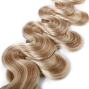 Wavy Rooted Tape in Hair Extensions 100% Human Hair Body Wave 16 inch Highlighted Ash Blonde & Bleach Blonde Long Soft Remy Hair Skin Weft Seamless Invisible Double Side Tape 20pcs/50g