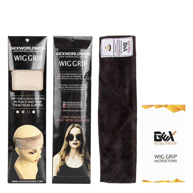 GEX Beauty Flexible Velvet Wig Grip Scarf Head Hair Band Wig Band Adjustable Fastern (Dark Brown) gexworldwide
