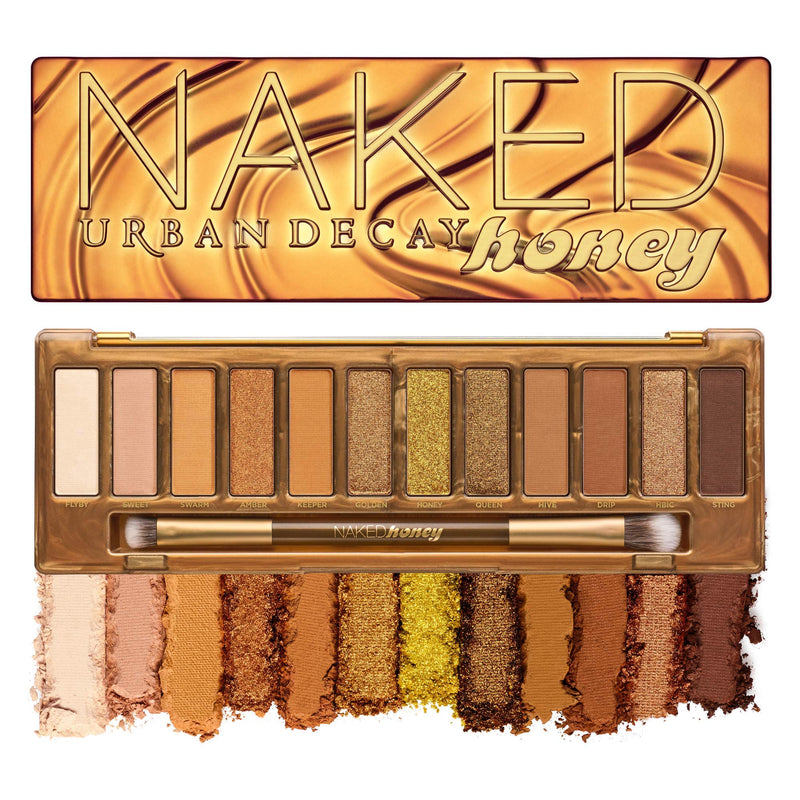 Urban Decay Naked Honey Eyeshadow Palette, 12 Golden Neutral Shades - Ultra-Blendable, Rich Colors with Velvety Texture - Set Includes Mirror & Double-Ended Makeup Brush URBAN DECAY