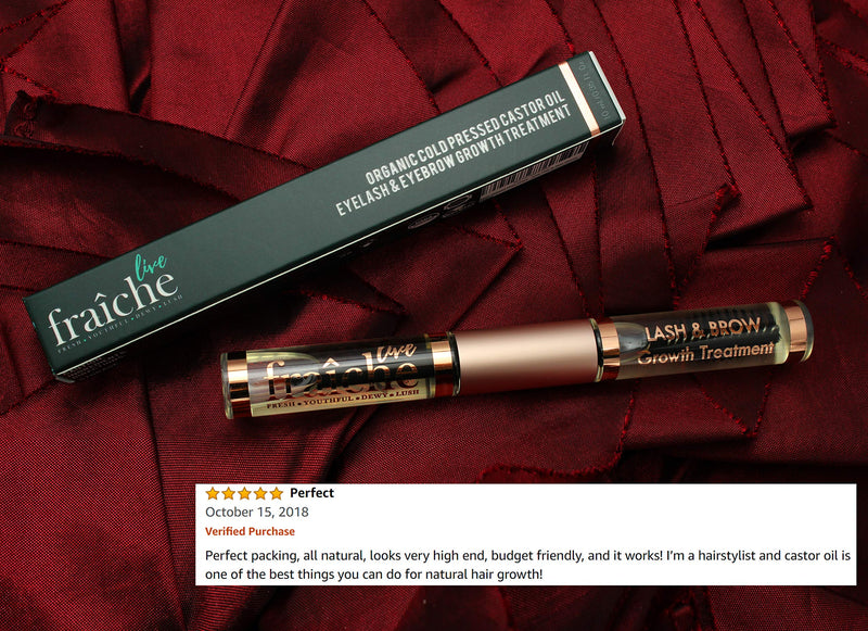 USDA Organic Castor Oil for Eyelashes and Eyebrows - All Natural Cold Pressed Castor Oil Eyelash Growth Serum with Mascara Tube - Caster Oil Eyebrow Growth Serum Eyelash Conditioner Lash Boost Serum Live Fraiche