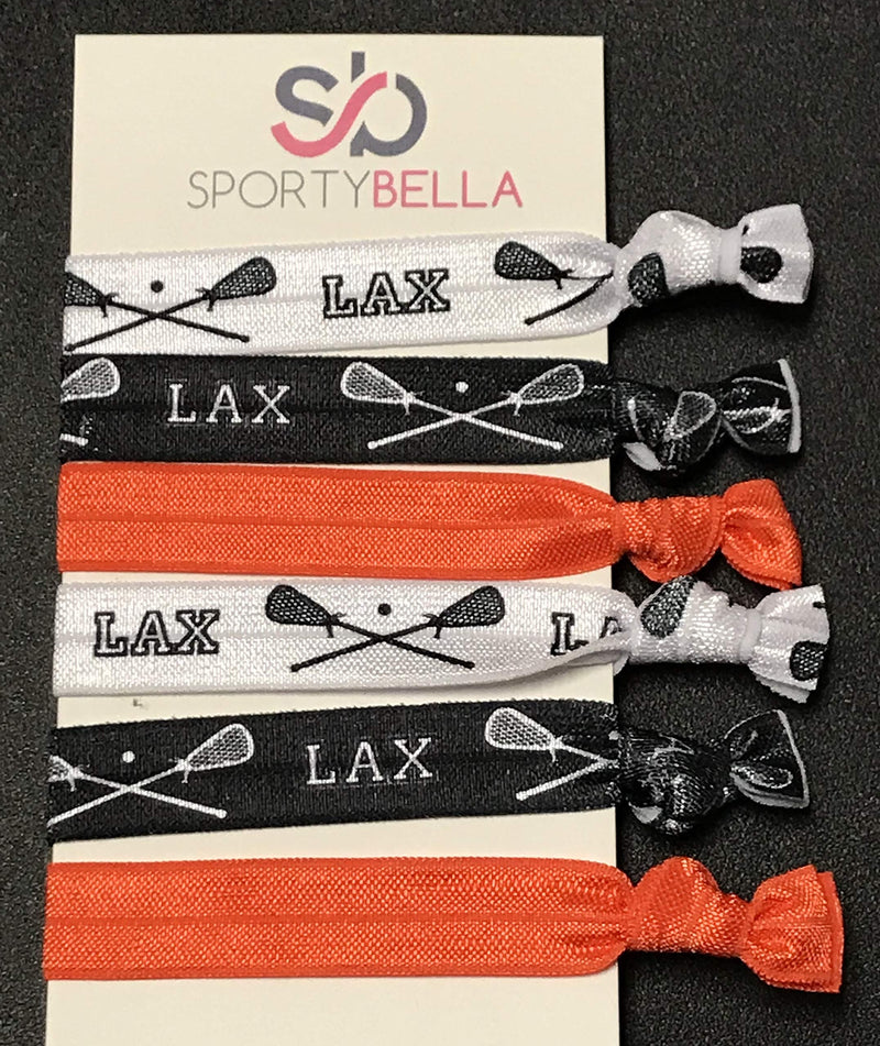 Infinity Collection Lacrosse Hair Accessories, Lacrosse Hair Ties, No Crease Lacrosse Hair Elastics Set (Orange) Infinity Collection