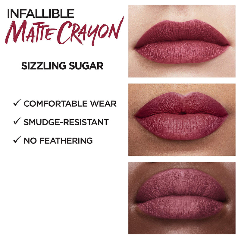 L'Oreal Paris Infallible Matte Lip Crayon, Sizzling Sugar (Packaging May Vary) L'Oreal Paris
