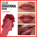 Maybelline Color Sensational Lipstick, Lip Makeup, Cream Finish, Hydrating Lipstick, Nude, Pink, Red, Plum Lip Color, Plum Perfect, 0.15 oz; (Packaging May Vary) Maybelline New York