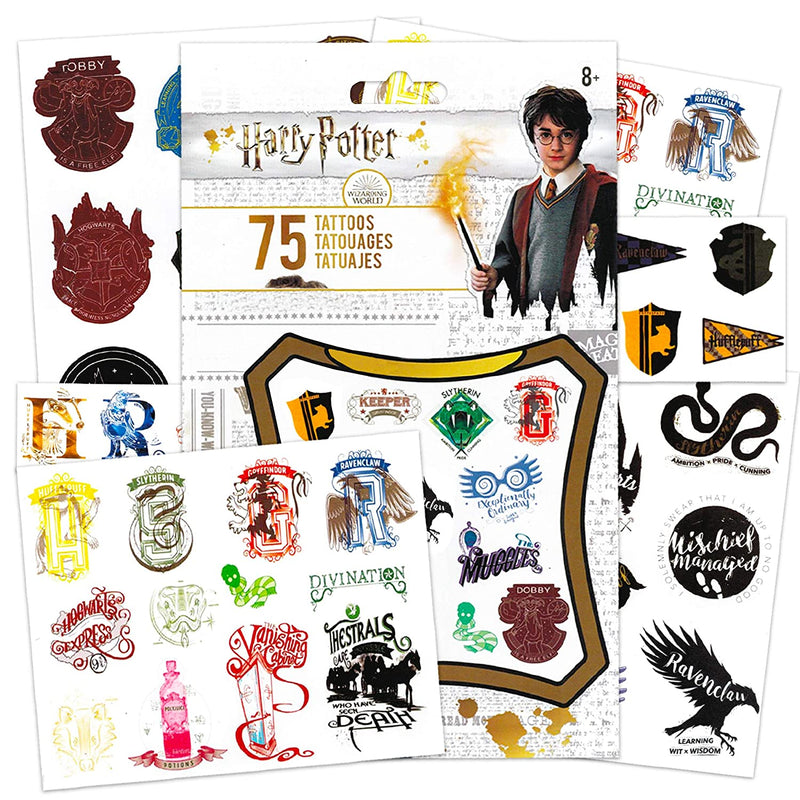 Harry Potter Tattoos for Kids Party Favors Bundle ~ 75 Ct Harry Potter Temporary Tattoos for Adults Teens (Harry Potter Costume Accessories) Wizarding World