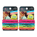 Scunci Everyday and Active Strand Elastics, Assorted Colors, 6-Pcs per Pack, 2-Packs Total Scunci