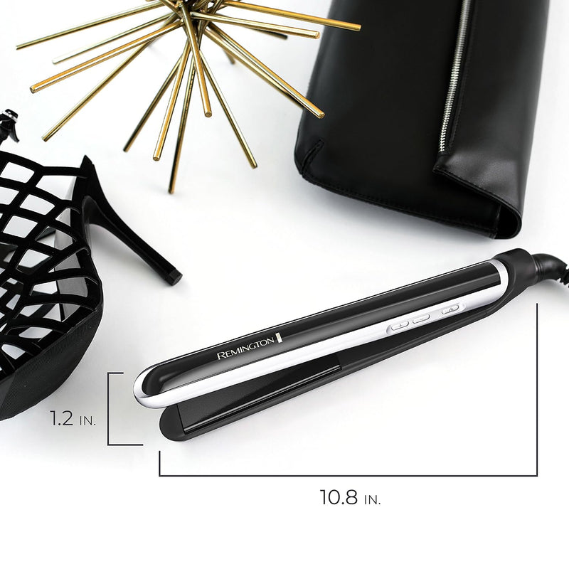 Remington Pearl Pro Ceramic Flat Iron Hair Straightener, 1-inch Floating Plates, Fast 30 Second Heat up, Black & White Infinity Warehouse