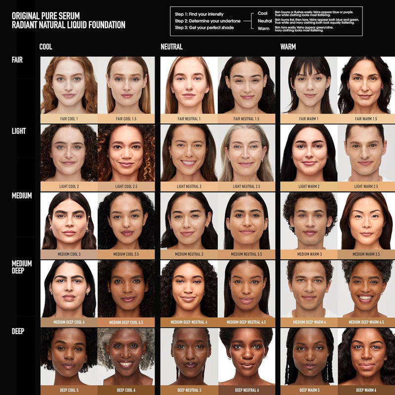 bareMinerals Original Pure Serum Radiant Natural Liquid Foundation Mineral SPF 20, Hydrating Skin Tint, Dewy Finish, Lightweight, Medium Coverage, Non-Comedogenic, Vegan - Infinity Warehouse