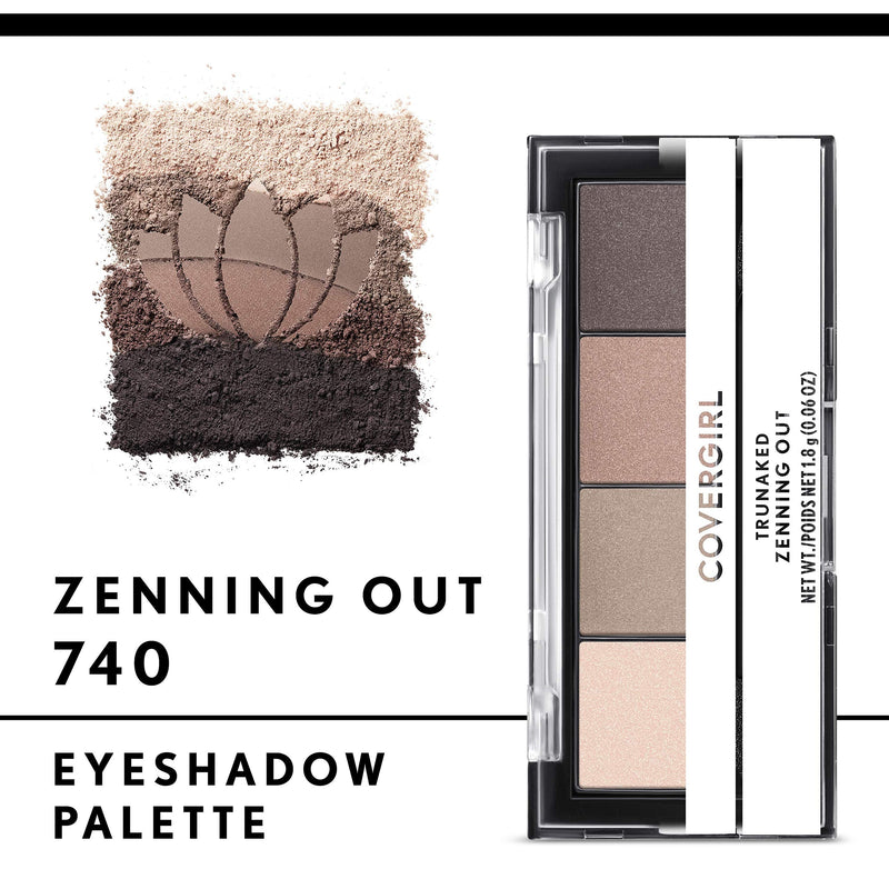 COVERGIRL TruNaked Quad Eyeshadow Palette, Zenning Out, 6 Shades, 0.06 Fl Ounces, Eyeshadow Palette, Eyeshadow, Eyeshadow Makeup, Shimmer Eyeshadow, Fade-Proof Formula, Pigmented Shades COVERGIRL