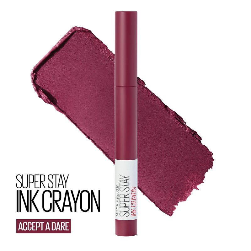 Maybelline SuperStay Ink Crayon Matte Longwear Lipstick With Built-in Sharpener, Accept A Dare, 0.04 Ounce Maybelline New York