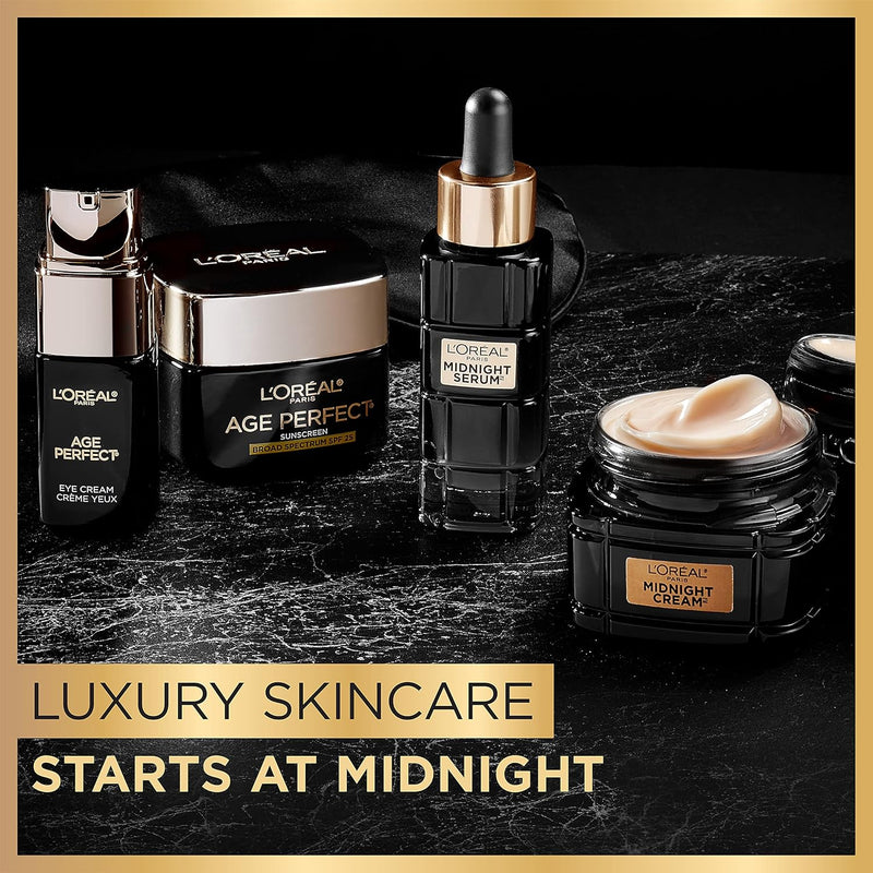 L'Oreal Paris Age Perfect Anti-Aging Midnight Face Serum, Reduce Wrinkles 1oz + Eye Cream Sample Infinity Warehouse