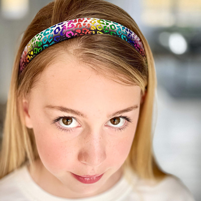 FROG SAC 5 Metallic Non Slip Headbands for Girls, Cute Adjustable Headband for Kids, No Slip Little Girl Hair Accessories, Stars Zebra Cheetah Hearts Waves Hairbands, Fashion Head Bands Party Favors FROG SAC
