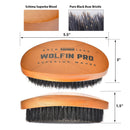 Wolfin Pro- Premium Curved 360 Wave Brush, 100% Natural Schima Superba Wood with Reinforced Pure Black Medium Boar Hair Bristle - Perfect for Wolfing, Creating 360 Layer Hair Waves, Cultivating Beards Wolfin Pro