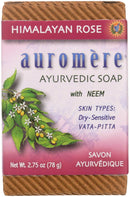 Auromere Ayurvedic Bar Soap, Himalayan Rose - Eco Friendly, Handmade, Vegan, Cruelty Free, Natural, Non GMO (2.75 oz), 1 pack Auromere