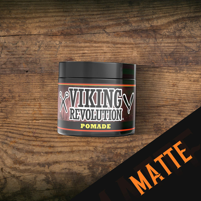 Hair Pomade for Men (New Formula) - Medium Hold and Matte Shine Free for Classic Look 4oz - Water Based & Easy to Wash Out by Viking Revolution Viking Revolution