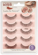 KISS Looks So Natural False Eyelashes Multipack, Lightweight & Comfortable, Natural-Looking, Tapered End Technology, Reusable, Cruelty-Free, Contact Lens Friendly, Style Shy, 5 Count KISS