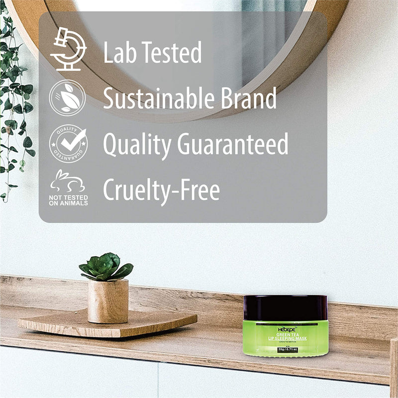 Hebepe Green Tea Matcha Lip Sleeping Mask Overnight with Applicator, Dry Lips Treatment with Coconut Oil, Vitamin E, Fig Extract, Orchid, and Shea Butter, Moisturizer for Dry, Chapped, Cracked Lips Hebepe