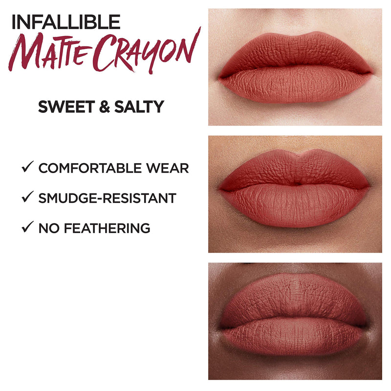 L'Oreal Paris Infallible Matte Lip Crayon, Sweet and Salty (Packaging May Vary) L'Oreal Paris