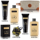 Mens Bath and Body Gift Set - Musk and Blonde Woods - Luxury Christmas, Birthday, Fathers Day Gifts From Daughter, Wife, Son For Dad, Husband - Relaxing Spa Kit for Him in Toiletry Bag Infinity Warehouse