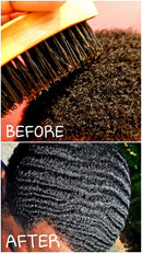 Wolfin Pro- Premium Curved 360 Wave Brush, 100% Natural Schima Superba Wood with Reinforced Pure Black Medium Boar Hair Bristle - Perfect for Wolfing, Creating 360 Layer Hair Waves, Cultivating Beards Wolfin Pro
