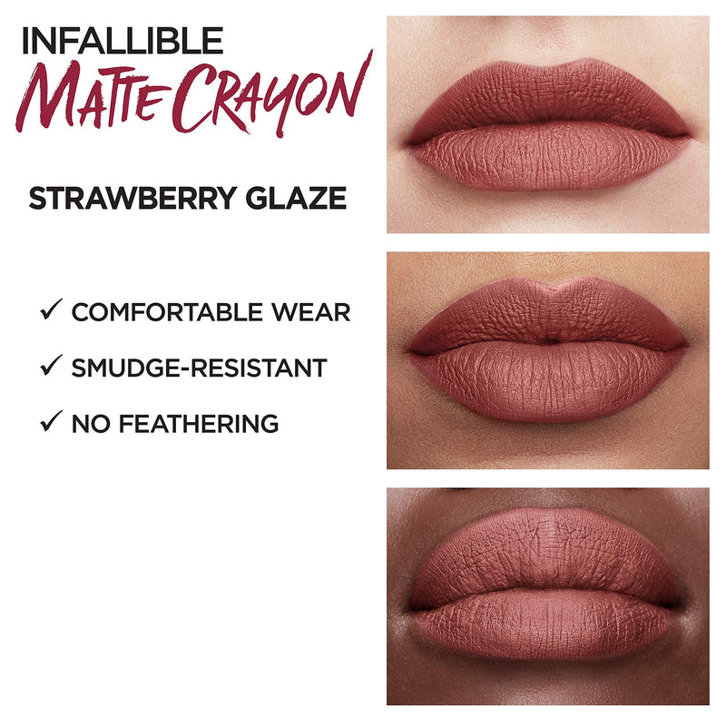 L'Oreal Paris Infallible Matte Lip Crayon, Strawberry Glaze (Packaging May Vary) L'Oreal Paris
