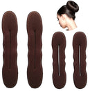 Styla Hair Brown Magic Hair Bun Maker 4 Pack (2 Small, 2 Large) Foam Sponge Buns Shaper Accessories Strong Flexible Reusable Bun Twister for Updo’s, Ballet Buns, French Twist, Waves & more! Styla Hair
