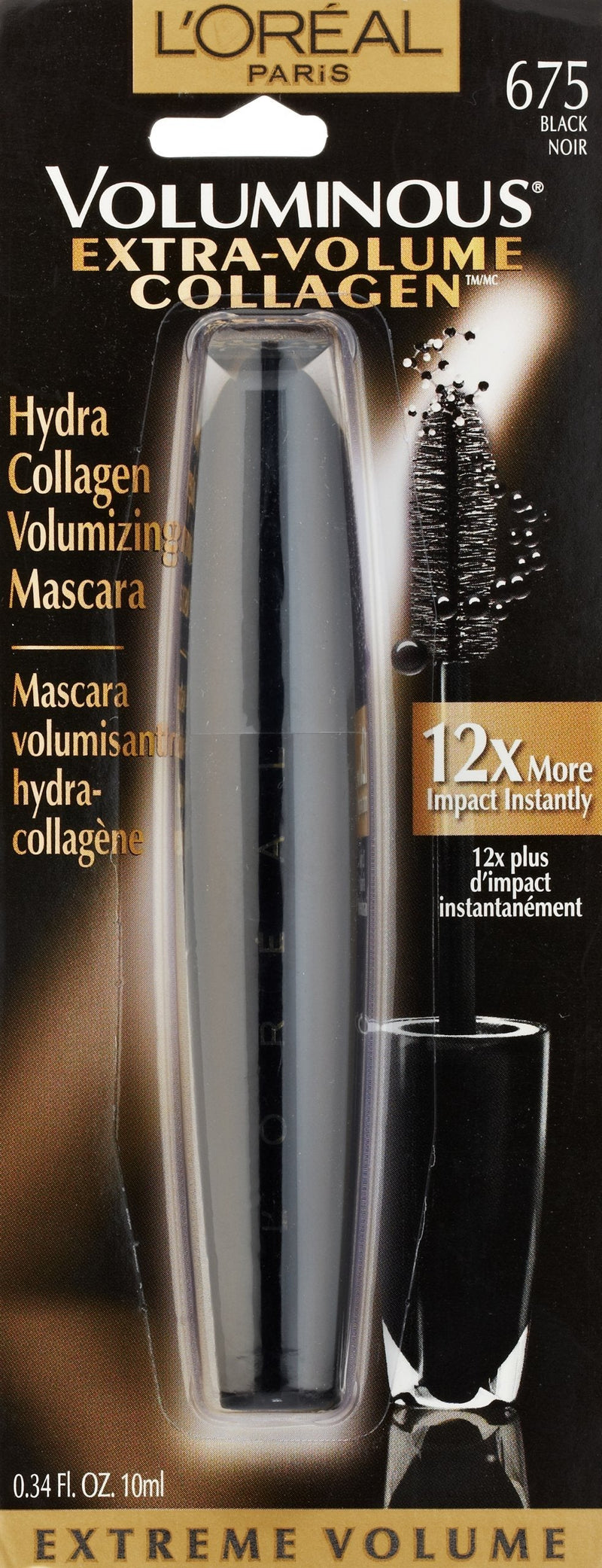 L'Oreal Paris Voluminous Extra Volume Collagen Washable Mascara, Black, 1 Tube L'Oreal Paris