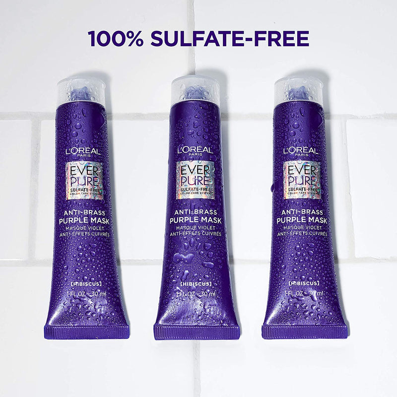 L'Oreal Paris EverPure Ultra Pigmented Anti Brass Purple Rinse-Out Mask for Bleached, Blonde or Highlighted Hair, 3 Ounce L'Oreal Paris