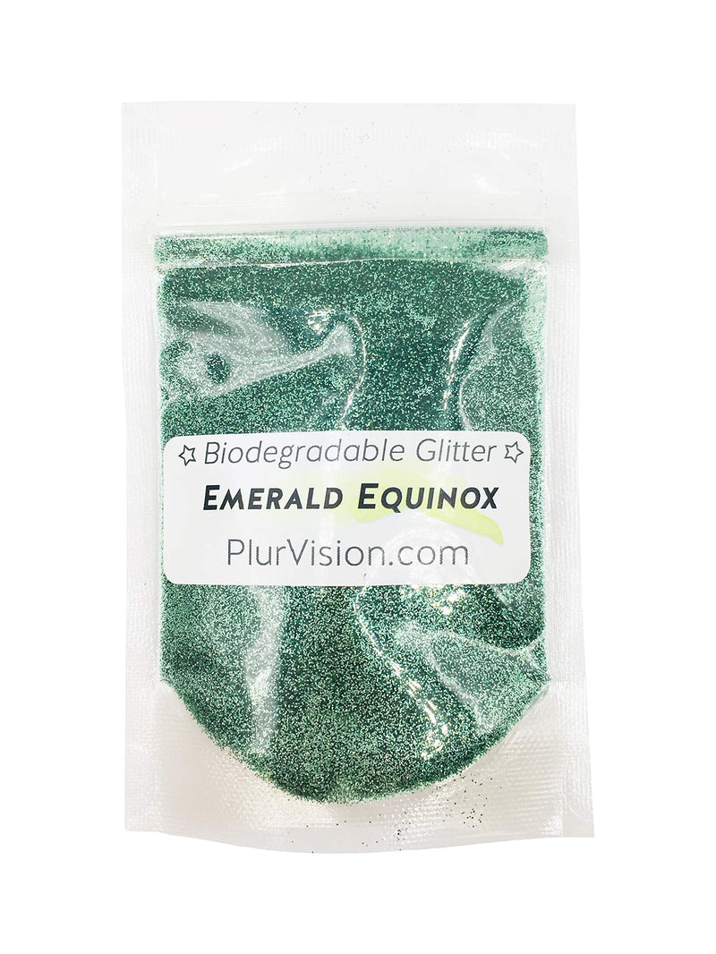 Emerald Equinox Biodegradable Glitter 1/2 Ounce - Made from Plant Cellulose, Earth Friendly. Perfect for Body, Cosmetics, Crafts, DIY Projects. Can be Mixed with Lotions, Gels, Oils, Face Paint Alternative Imagination