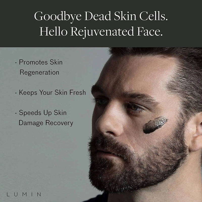 Lumin Exfoliating Rub for Men (1 oz) - Activated Charcoal Face Exfoliator Rub for Reducing Dullness, Dryness, Dark Spots, Blackheads, and Shaving Irritation - Achieve Your Best Look Lumin