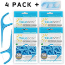 Trueocity Dental Flossers Brush Picks 4 Pack w/Travel Case (200 Total Count), Dental Floss Glides Easy Between Teeth, Flosser Helps Prevent Tooth Decay & Gum Disease, Easy Grip Handle, Mint Flavored Trueocity Store