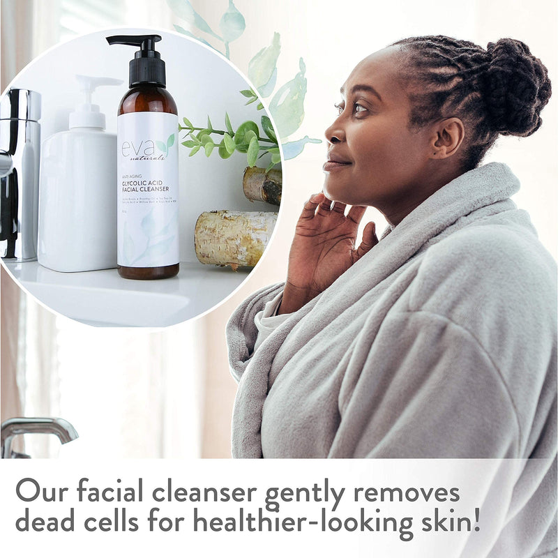 Eva Naturals Rewind Time Bundle - Vitamin C Plus Serum (1oz), Eye Gel (2oz), Stop the Clock Moisturizing Cream (1.7oz), Glycolic Acid Cleanser (6oz), All-in-One Skin Renewing Facial Toner (4oz) Eva Naturals
