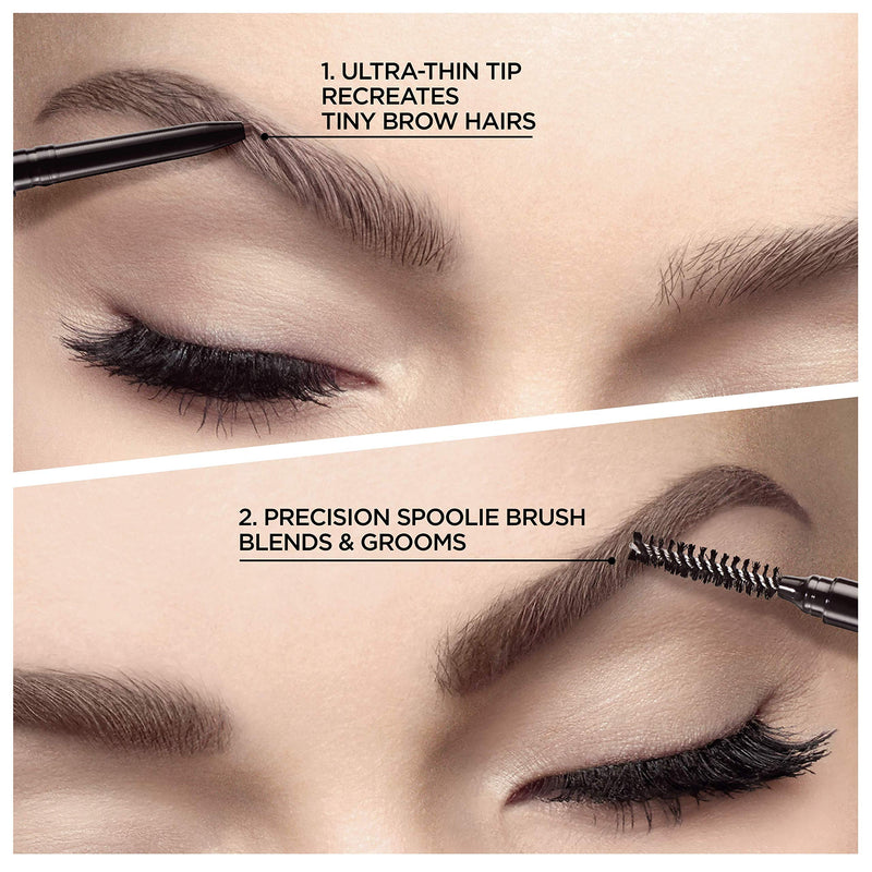 L'Oreal Paris Makeup Brow Stylist Definer Waterproof Eyebrow Pencil, Ultra-Fine Mechanical Pencil, Draws Tiny Brow Hairs and Fills in Sparse Areas and Gaps, Brunette, 0.003 Ounce (Pack of 2) L'Oreal Paris