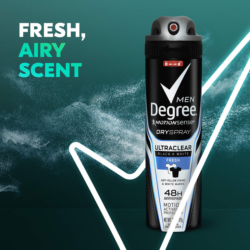 Degree Men Ultrclear Antiperspirant Spray Protects from Deodorant Stains Black + White Instantly Dry Spray Deodorant 3.8 oz 3 Count DEGREE