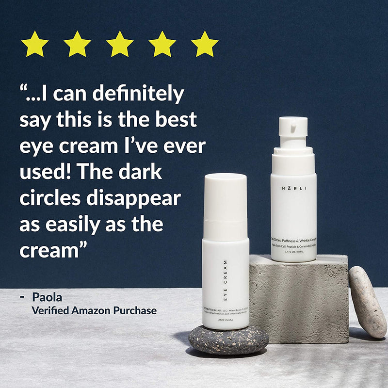 Eye Cream for Dark Circles, Puffiness & Wrinkles with Anti Aging Apple Stem Cell & Peptide Complex - Reduces Fine Lines, Diminishes Bags & Restores Under Eye, 1.4 oz. NAELI Store