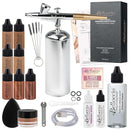 Belloccio Complete Cordless Handheld Airbrush Cosmetic Makeup System with 5 Dark Foundation Shades, Professional 18-Piece Kit, Moisturizing Primer, Blush, Bronzer, Highlighter, Concealer, User Guide Infinity Warehouse